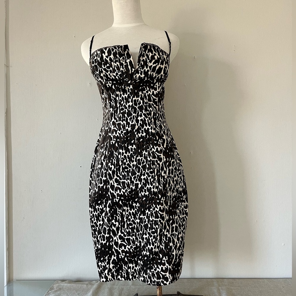 Cheetah Body Con Dress, Slip Dress Bustier Sexy // SIZE M - Posh Spice 90s
